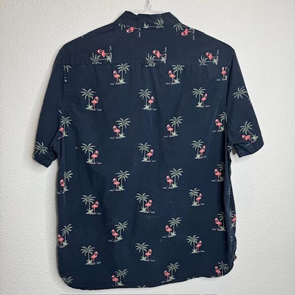 Denim & Flower X-Large Button-Up Flamingo Palm Tree Santa Shirt - Picture 4 of 8